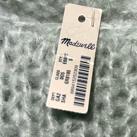 NWT MADEWELL Seafoam Mint Hand Knit Cloudloft Pullover Oversized Sweater Small - Picture 7 of 9